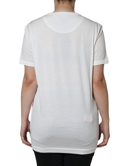 T-shirt a maniche corte con scollo rotondo in cotone bianco Dolce &amp; Gabbana