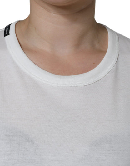 T-shirt a maniche corte con scollo rotondo in cotone bianco Dolce &amp; Gabbana