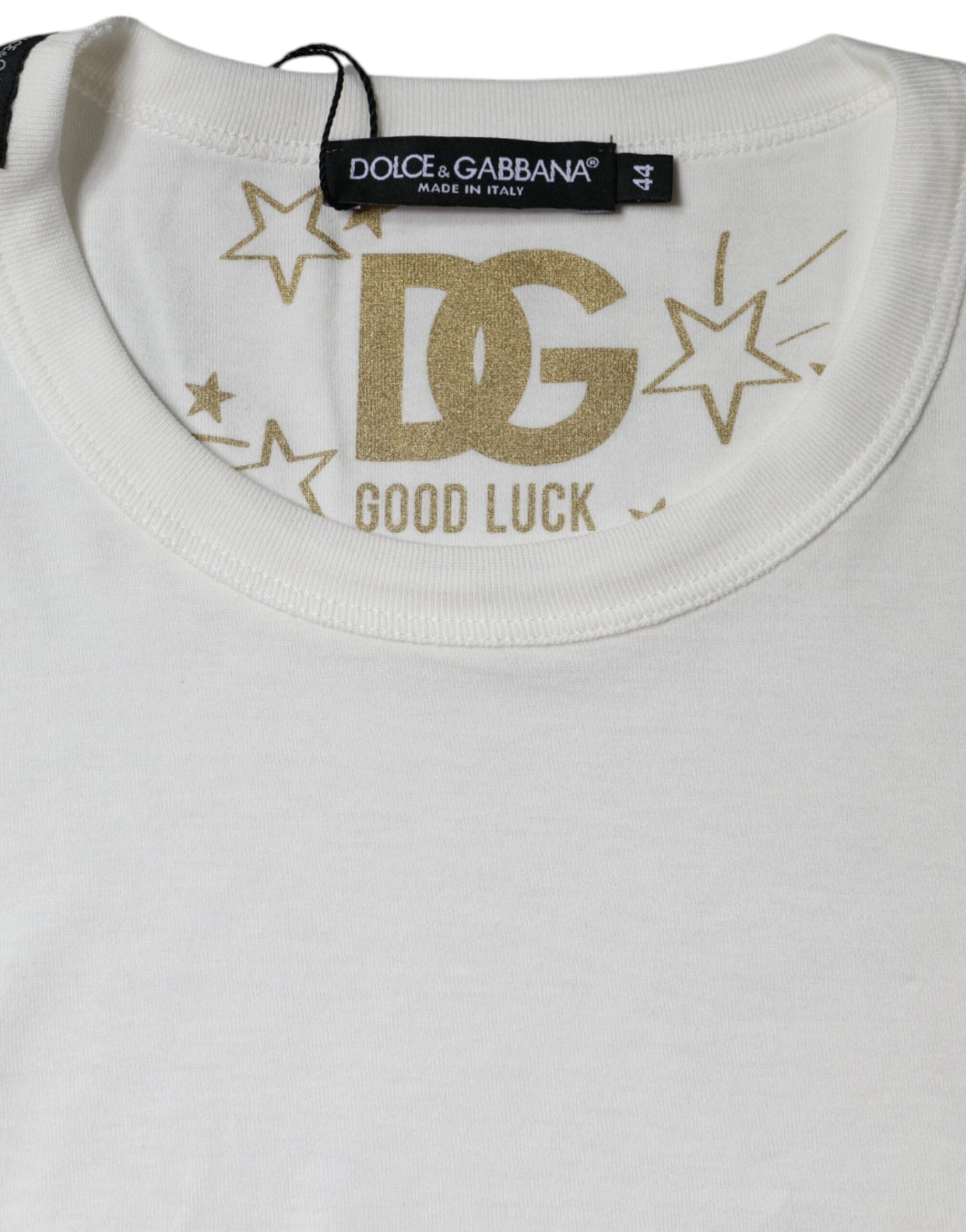 T-shirt a maniche corte con scollo rotondo in cotone bianco Dolce &amp; Gabbana