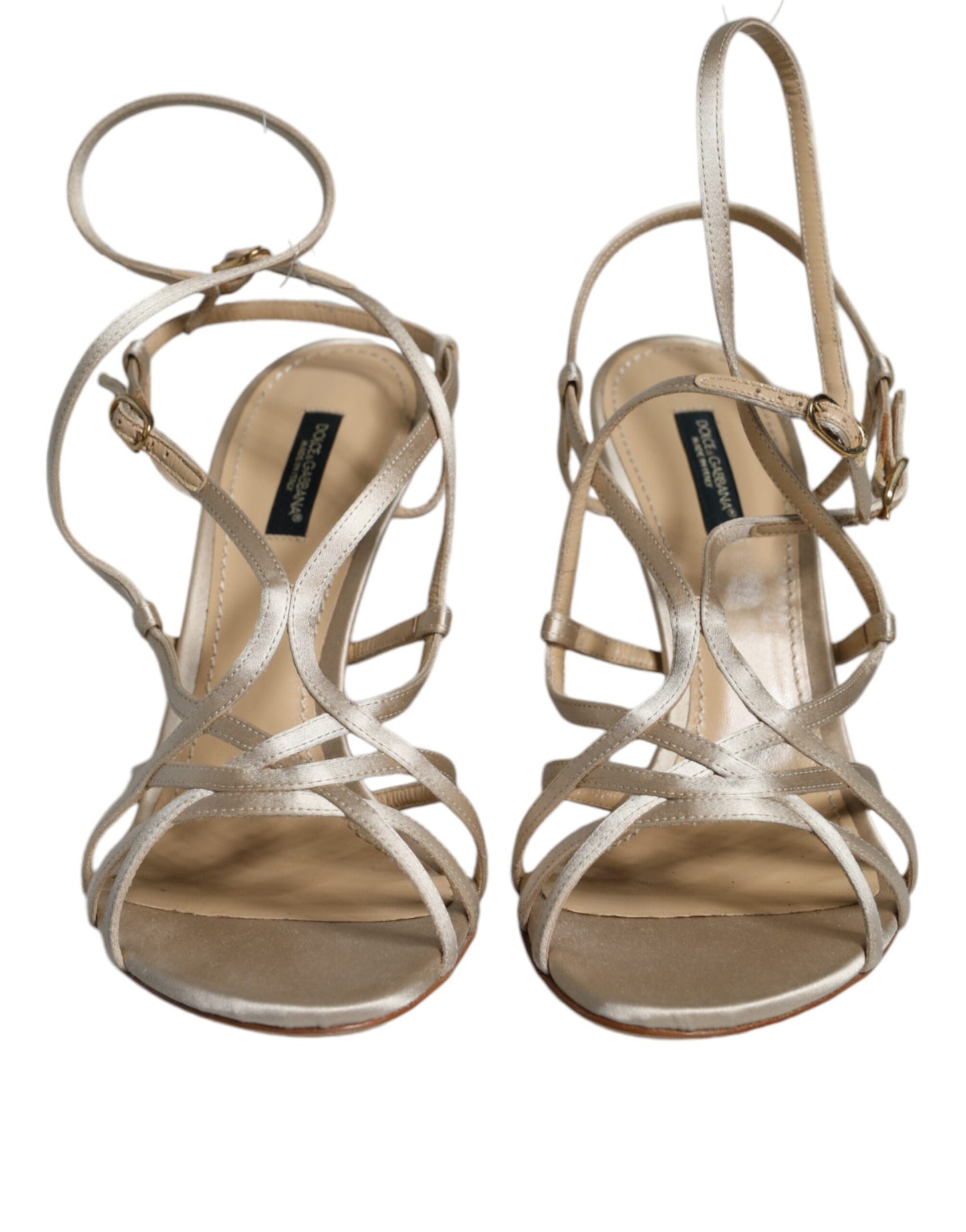 Sandali con tacco a spillo in pelle beige Dolce &amp; Gabbana