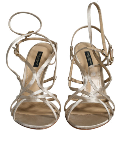 Sandali con tacco a spillo in pelle beige Dolce &amp; Gabbana