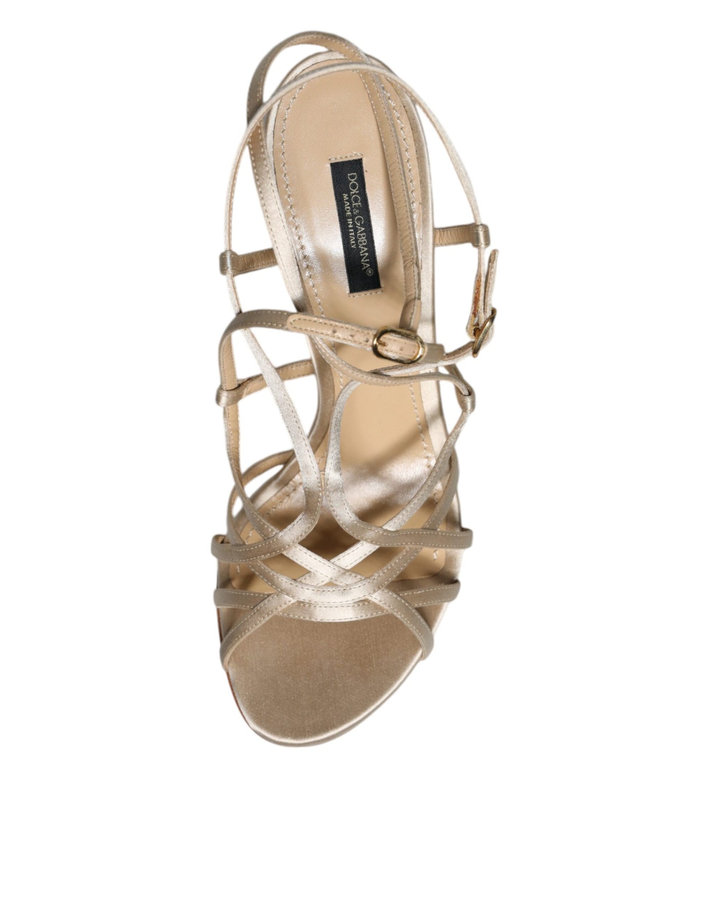 Sandali con tacco a spillo in pelle beige Dolce &amp; Gabbana