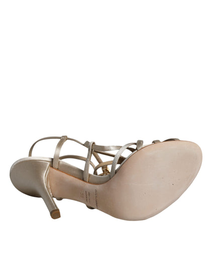 Sandali con tacco a spillo in pelle beige Dolce &amp; Gabbana