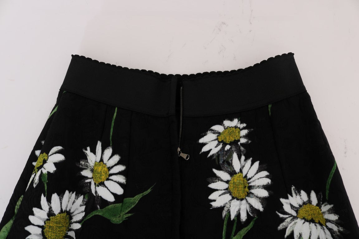 Gonna in broccato con margherite nere decorate Dolce &amp; Gabbana