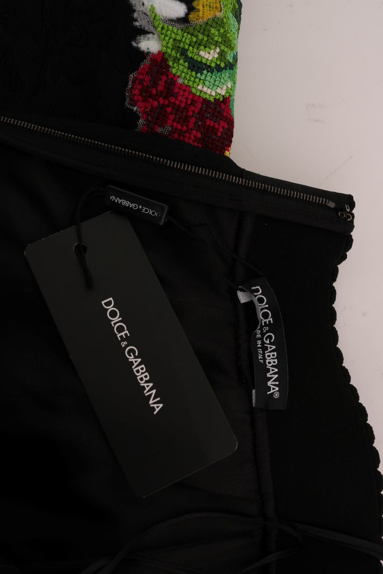 Gonna in broccato con margherite nere decorate Dolce &amp; Gabbana