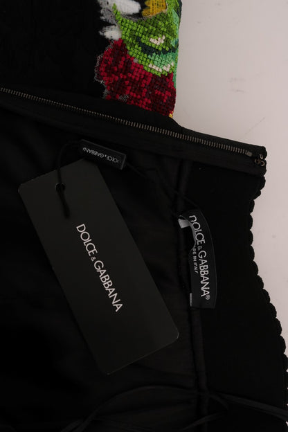 Gonna in broccato con margherite nere decorate Dolce &amp; Gabbana