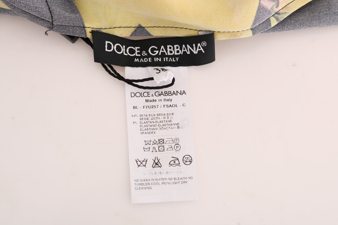 T-shirt elasticizzata in seta multicolore Dolce &amp; Gabbana