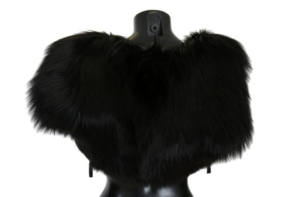 Sciarpa in pelliccia di volpe argentata nera Dolce &amp; Gabbana