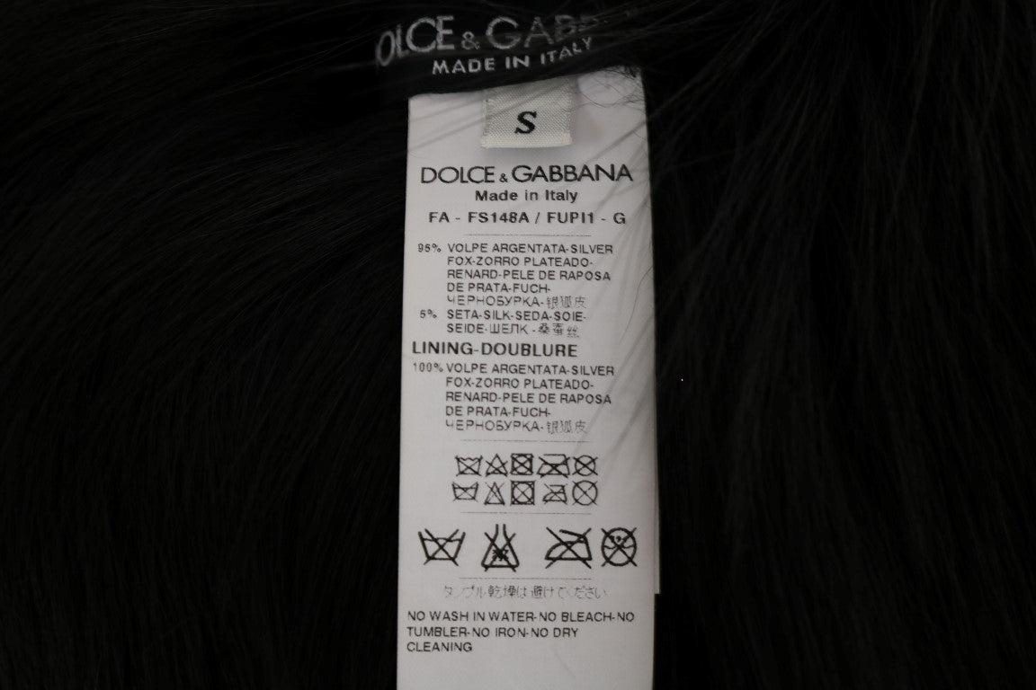 Sciarpa in pelliccia di volpe argentata nera Dolce &amp; Gabbana