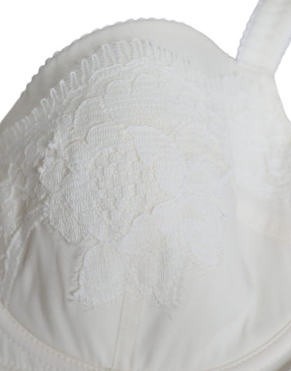 Reggiseno a balconcino in seta elasticizzata bianca Dolce &amp; Gabbana