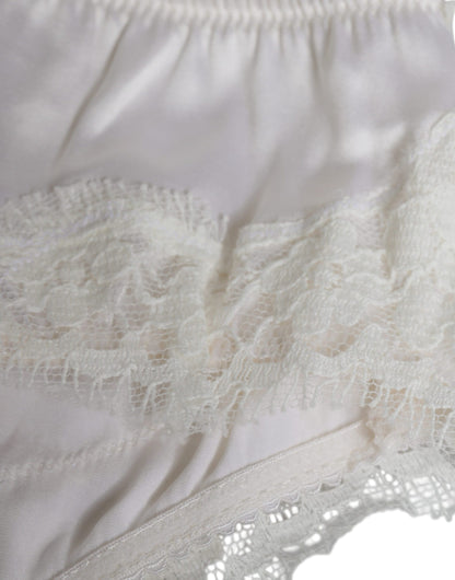 Reggiseno a balconcino in seta elasticizzata bianca Dolce &amp; Gabbana