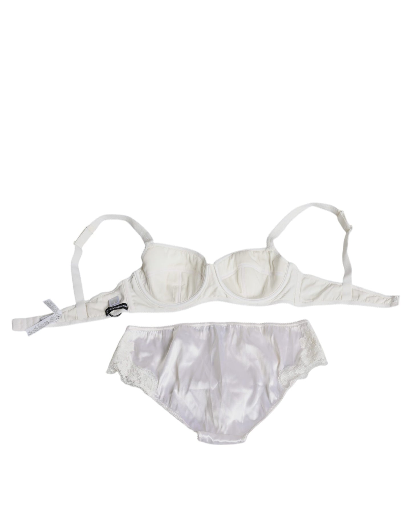 Reggiseno a balconcino in seta elasticizzata bianca Dolce &amp; Gabbana