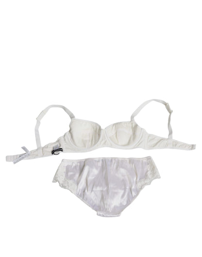 Reggiseno a balconcino in seta elasticizzata bianca Dolce &amp; Gabbana