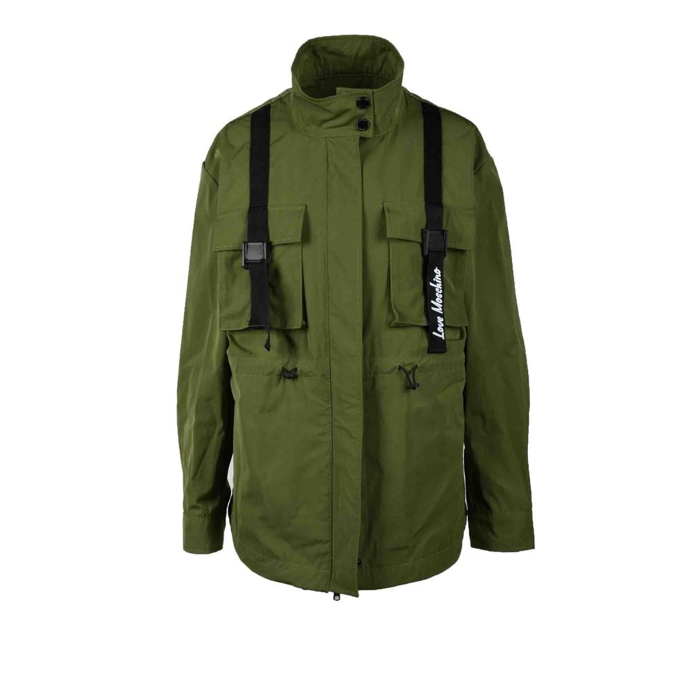 Parka in poliestere verde Love Moschino