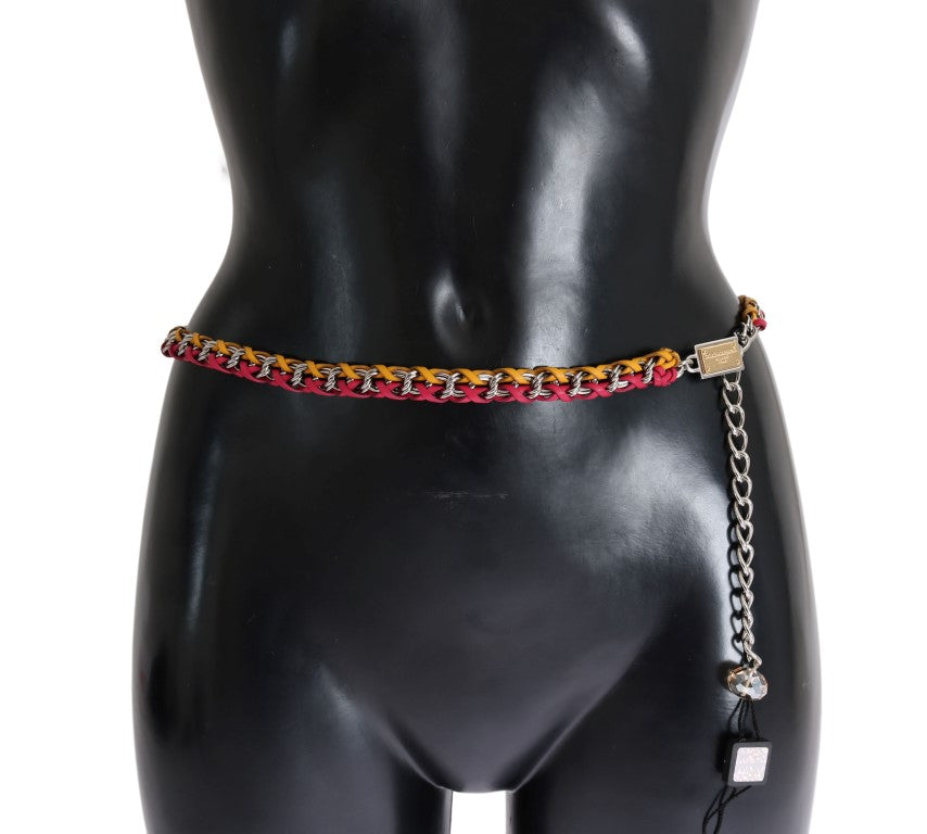 Cintura Dolce &amp; Gabbana in pelle rossa e gialla con cristalli