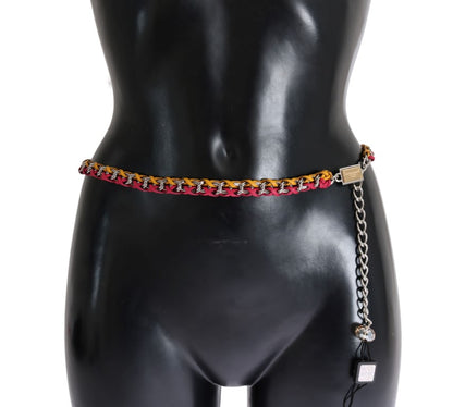 Cintura Dolce &amp; Gabbana in pelle rossa e gialla con cristalli
