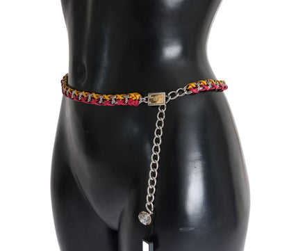 Cintura Dolce &amp; Gabbana in pelle rossa e gialla con cristalli