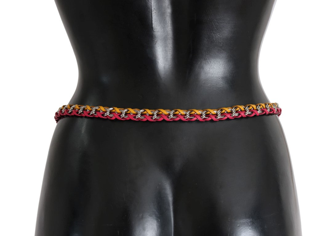 Cintura Dolce &amp; Gabbana in pelle rossa e gialla con cristalli
