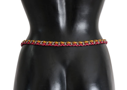 Cintura Dolce &amp; Gabbana in pelle rossa e gialla con cristalli