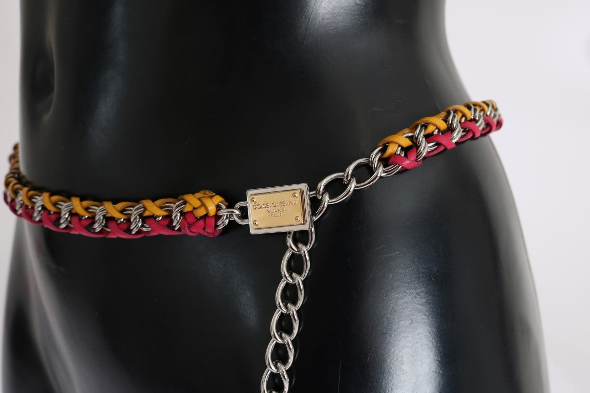 Cintura Dolce &amp; Gabbana in pelle rossa e gialla con cristalli