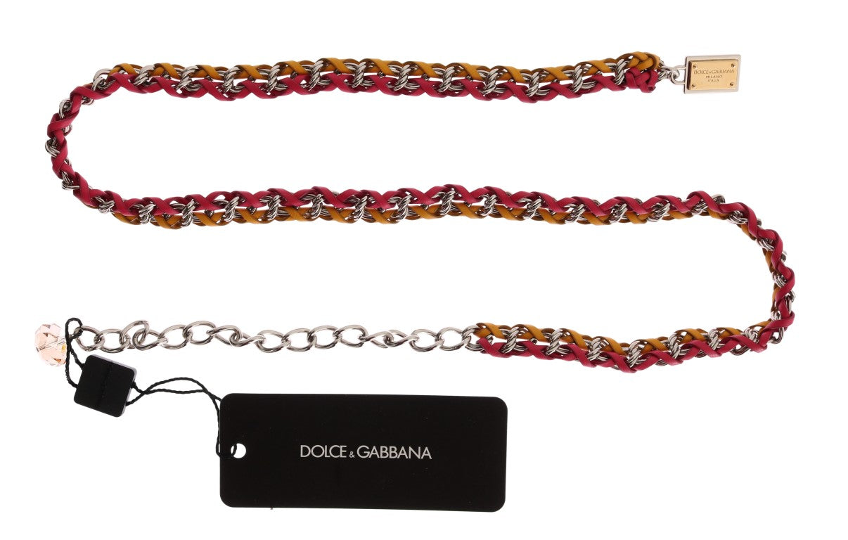 Cintura Dolce &amp; Gabbana in pelle rossa e gialla con cristalli