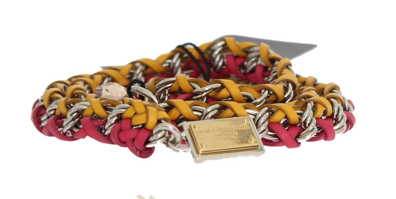Cintura Dolce &amp; Gabbana in pelle rossa e gialla con cristalli