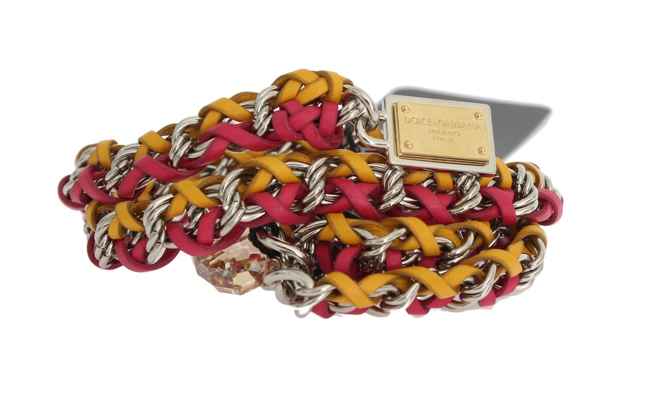 Cintura Dolce &amp; Gabbana in pelle rossa e gialla con cristalli