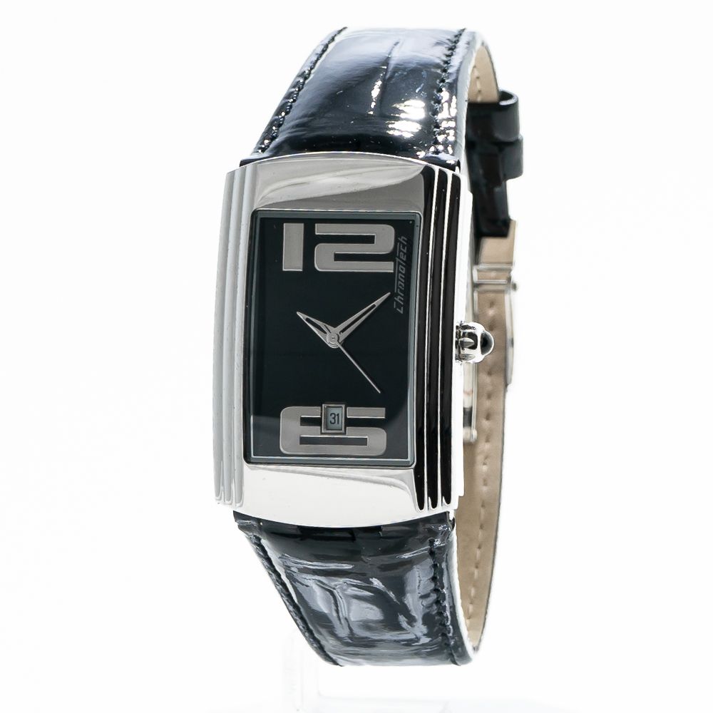 Orologio elegante Chronotech in pelle nera