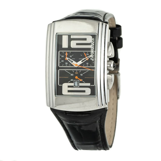 Orologio elegante Chronotech in pelle nera