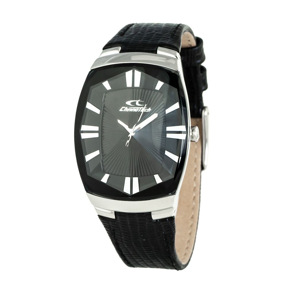 Orologio elegante Chronotech in pelle nera