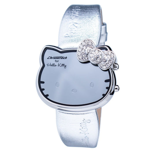 Orologio digitale Chronotech in pelle argento