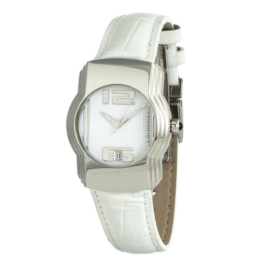 Orologio elegante Chronotech in pelle bianca