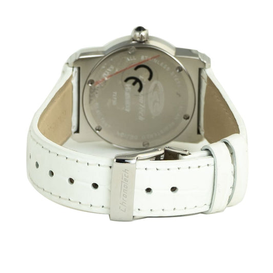 Orologio elegante Chronotech in pelle bianca