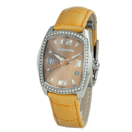 Orologio elegante Chronotech in pelle arancione
