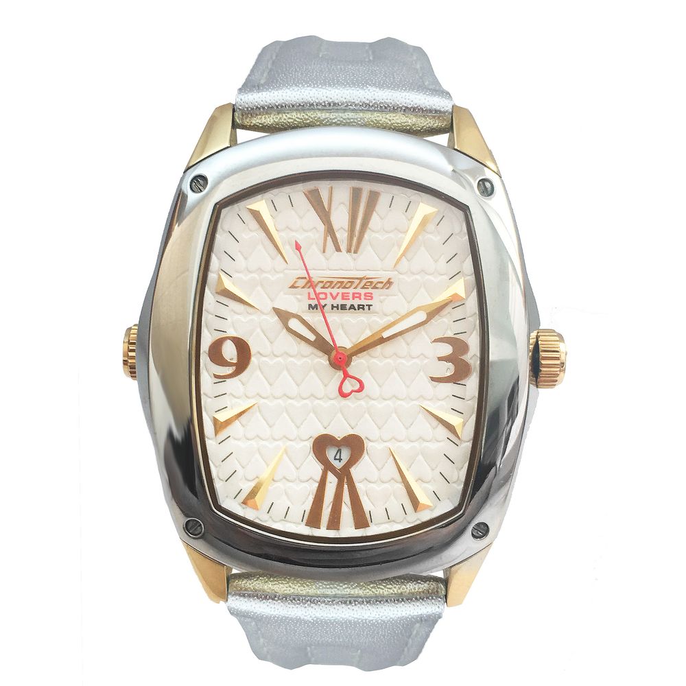 Orologio elegante Chronotech in pelle dorata