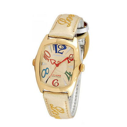 Orologio elegante Chronotech in pelle dorata