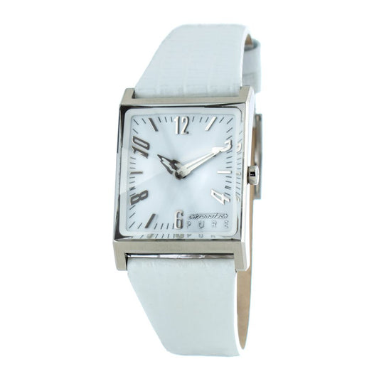 Orologio elegante Chronotech in pelle bianca