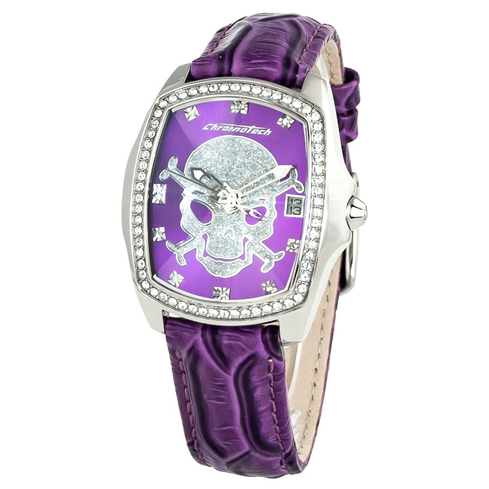 Orologio elegante Chronotech in pelle viola