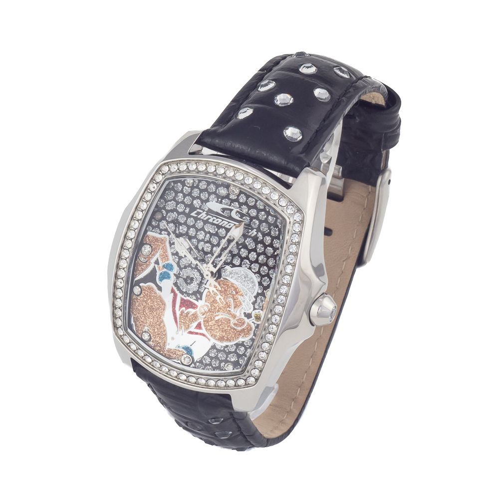 Orologio elegante Chronotech in pelle nera