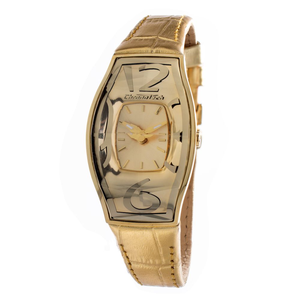 Orologio elegante Chronotech in pelle dorata