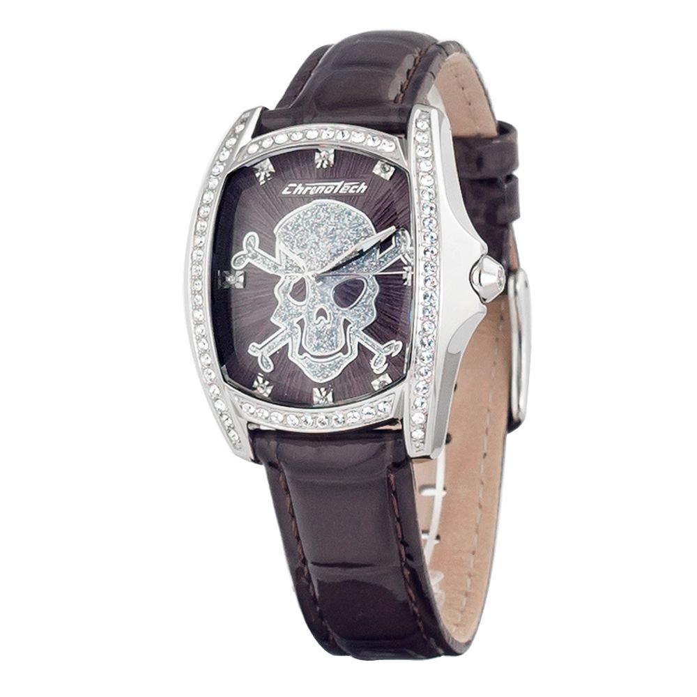 Orologio elegante Chronotech in pelle nera