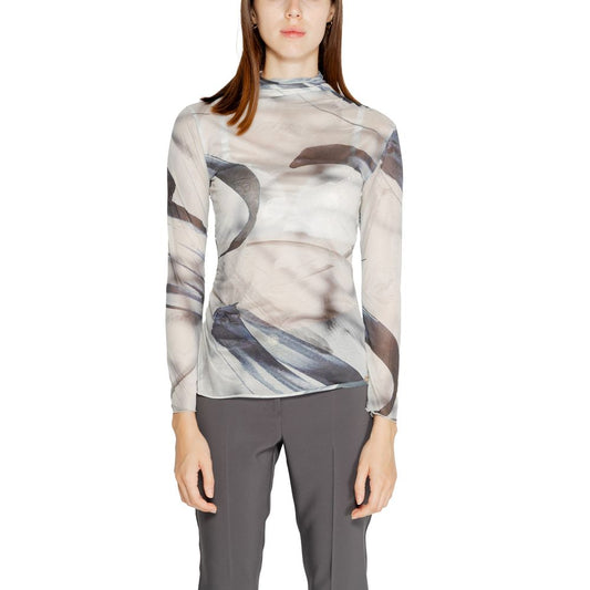 T-shirt a maniche lunghe in poliestere grigio Rinascimento