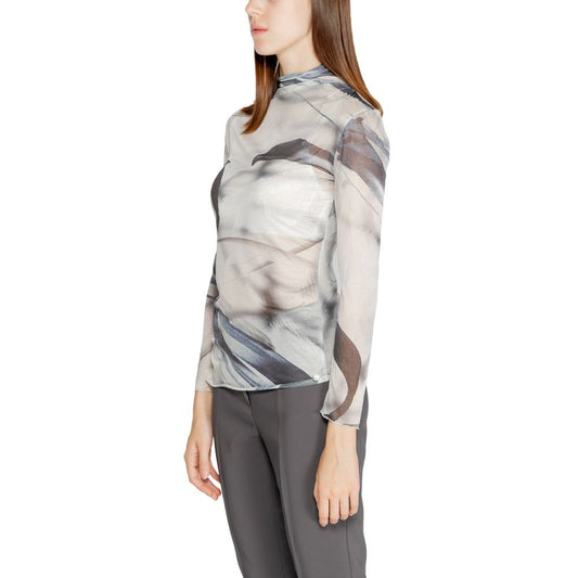 T-shirt a maniche lunghe in poliestere grigio Rinascimento