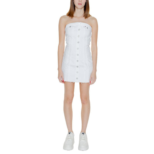 Abito corto bianco in cotone riciclato Tommy Hilfiger Jeans