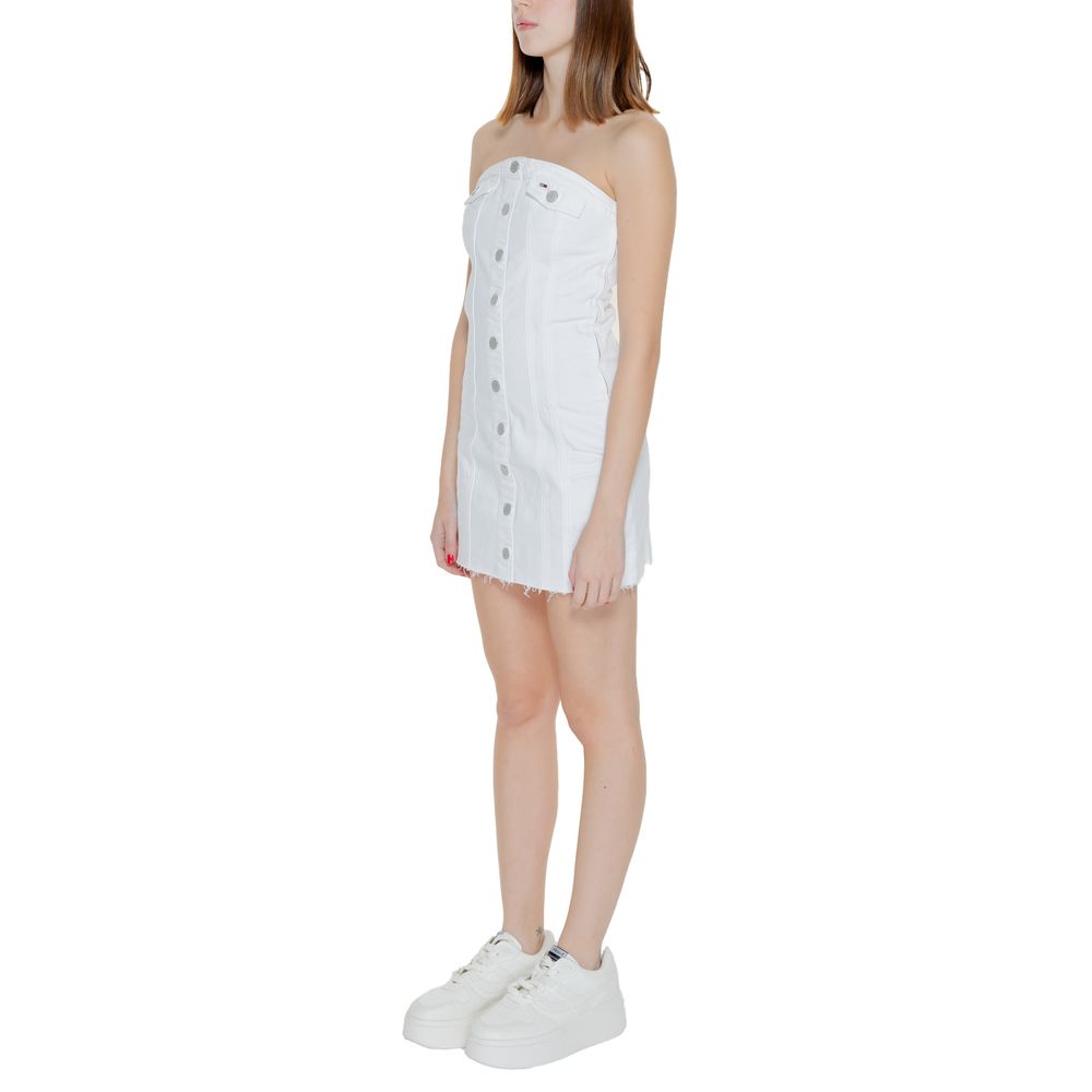 Abito corto bianco in cotone riciclato Tommy Hilfiger Jeans