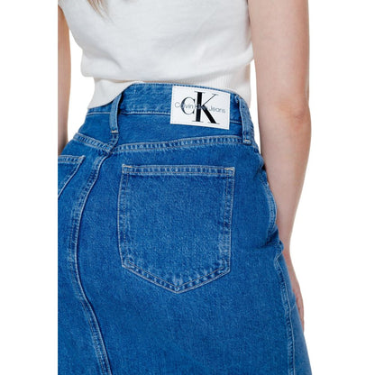 Gonna lunga in cotone blu Calvin Klein Jeans