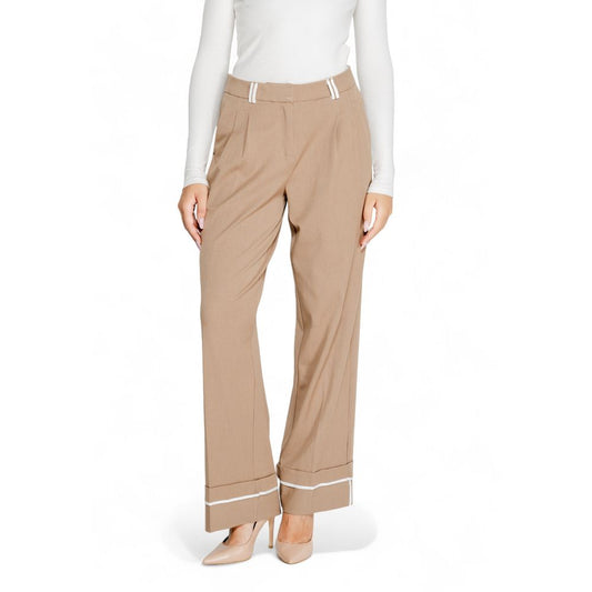 Solo pantaloni casual in poliestere riciclato marrone
