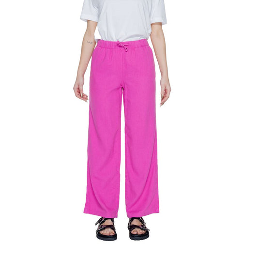 Solo pantaloni casual in lino rosa