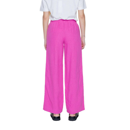 Solo pantaloni casual in lino rosa