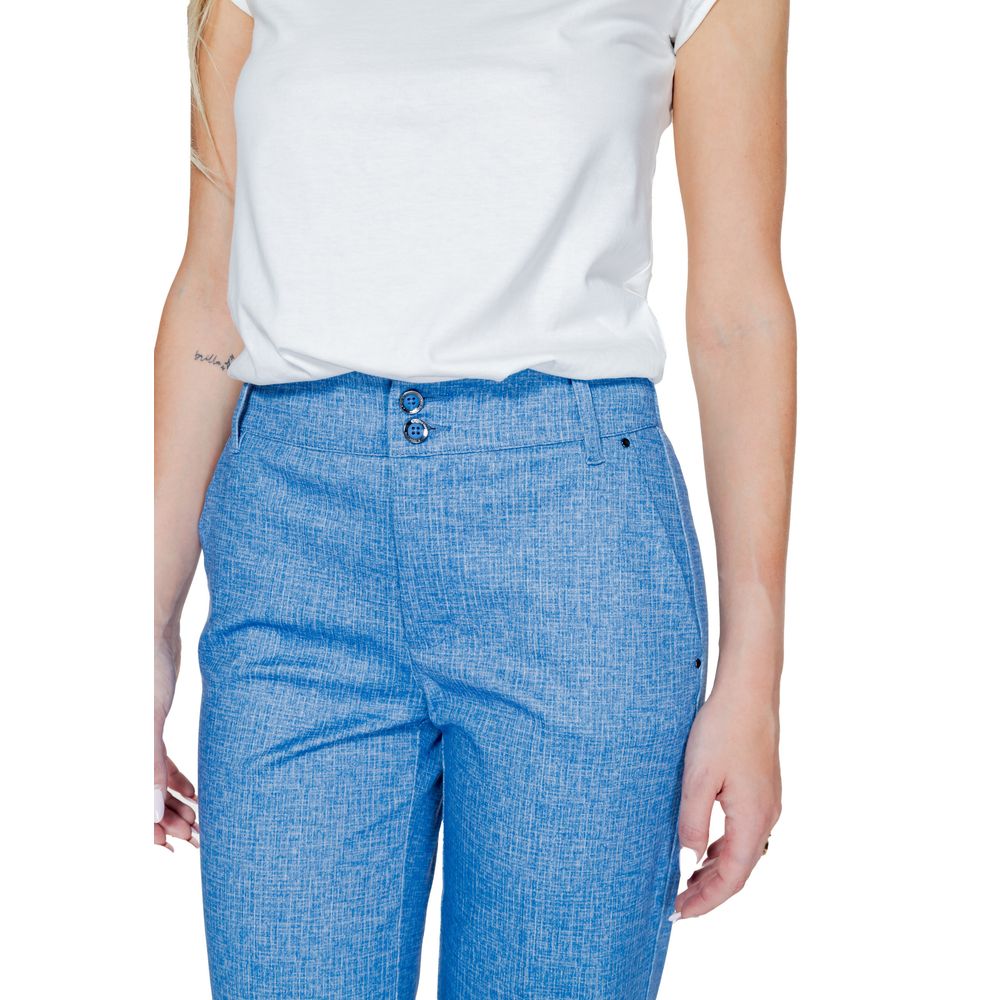 Street One Blue Polyester Casual Pants